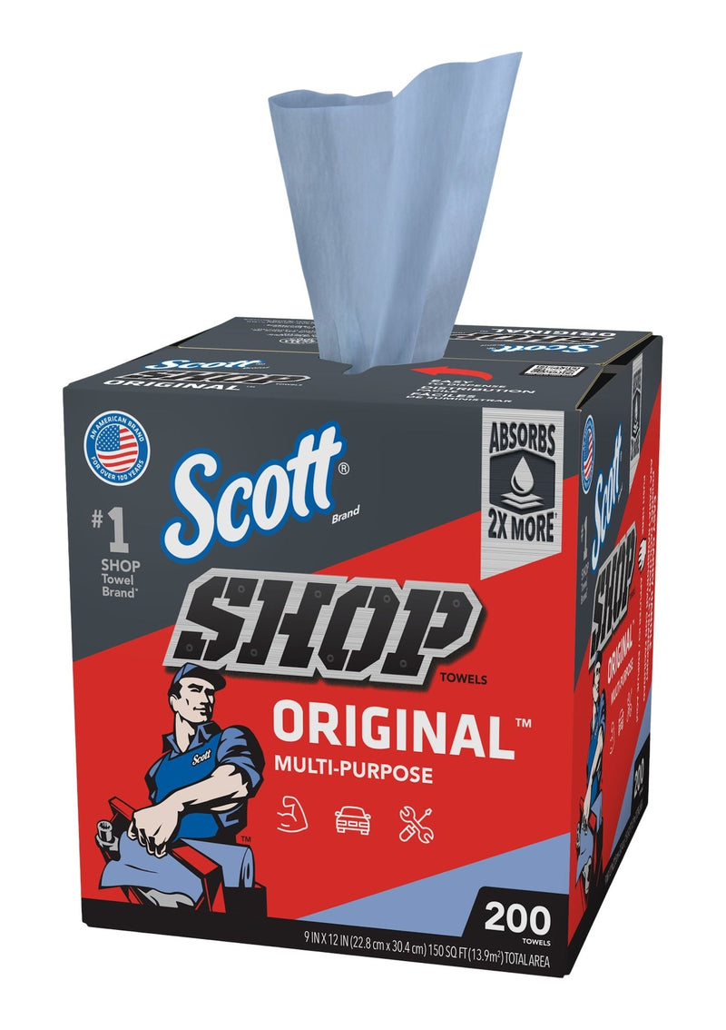 Scott Multi-Purpose Shop Paper Towels, 9 x 12-in, Blue, 200-pk X1