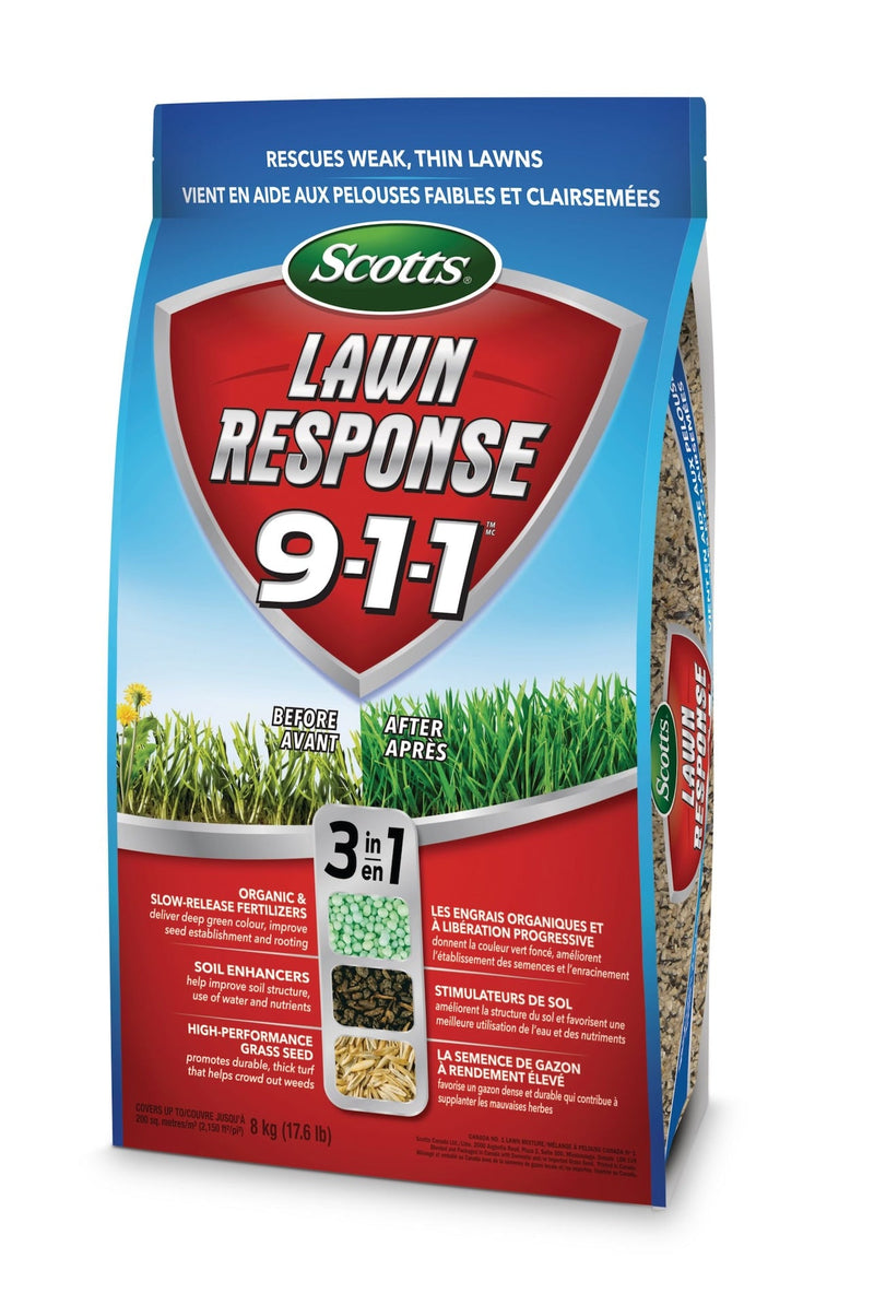 Scotts Lawn Response 3-in-1 Grass Seed & Fertilizer Mix, 9-1-1, 8-kg D9