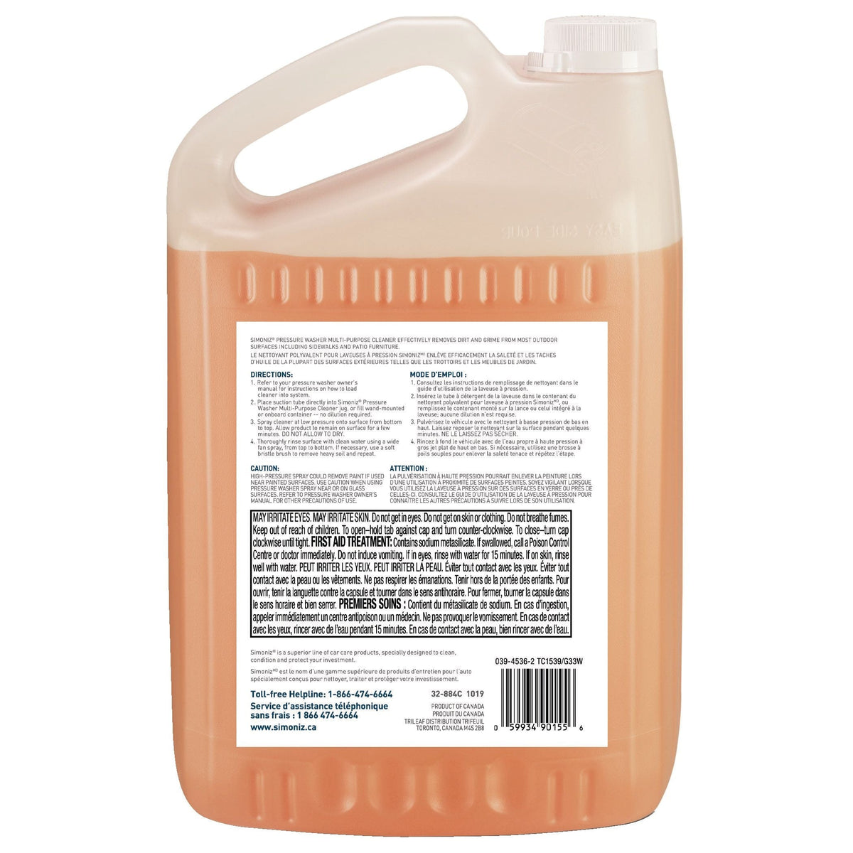 Simoniz Non-Toxic All-Purpose Ready-to-Use Pressure Washer Detergent, 3.78L