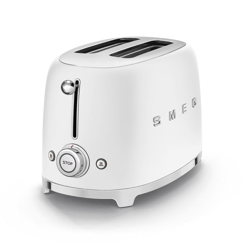 Smeg 50's Retro Style Wide Slot Pop Up Electric Toaster with 6 Settings, 2-Slice, Matte White Z4