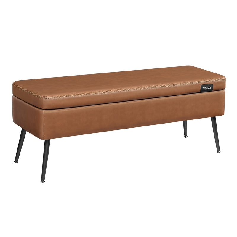 Songmics Home Caramel Brown Storage Bench with Steel Legs L0