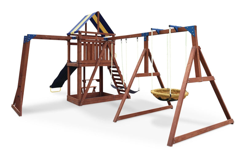 Sportspower Grand Mesa Outdoor Wooden Play Centre, with Swings, Slide, Sandbox and More, Ages 5+ G3