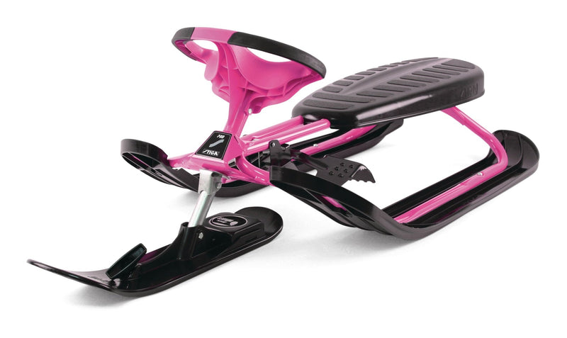 Stiga GT Racer Curve Kids' 1-Person Winter Snow Ski Sled with Steering Wheel & Brakes, Assorted Colours L2