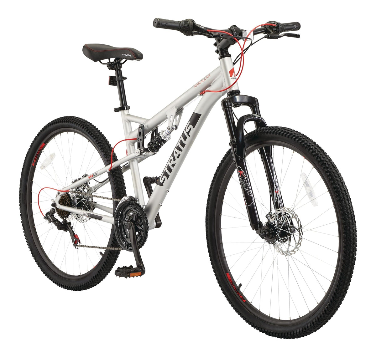 Stratus Parallax Dual-Suspension Mountain Bike, 27.5-in Wheel, Silver
