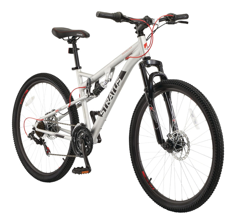 Stratus Parallax Dual-Suspension Mountain Bike, 27.5-in Wheel, Silver U0