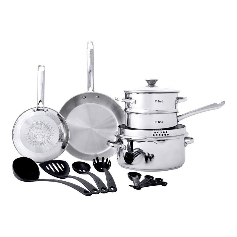 T-Fal Cook and Strain Stainless Steel Cookware Set, 15-pc K9