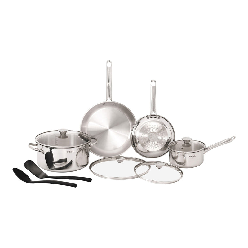 T-Fal Viva Stainless Steel Cookware Set, Dishwasher & Oven Safe, Pots and Pans Set, 10-pc Z2