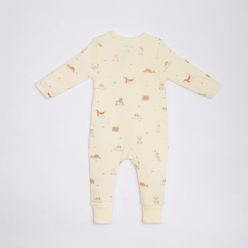 The Elk Baby Dog Print Premium Organic Cotton Play and Grow Rib Foot Zippy, Various Sizes L5