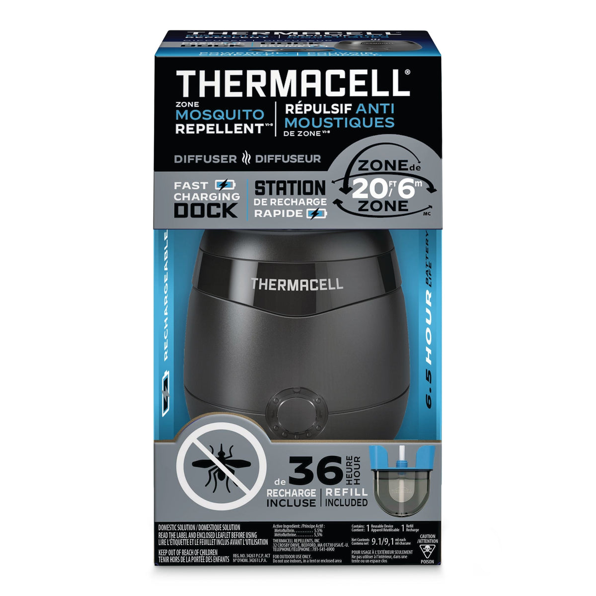 Thermacell E-ZoneGuard Patio+ Rechargeable Mosquito Repeller with 36-Hr Refill and 6.5-Hr Battery
