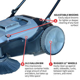 Tomahawk Commercial Push Sweeper & Hard Floor Cleaner, 38-in