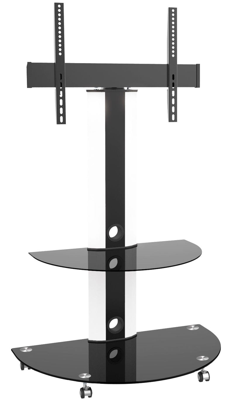 TygerClaw LCD84113BLK Superior TV Cart with Glossy Glass Base and Shelf, 32-in to 55-in P1