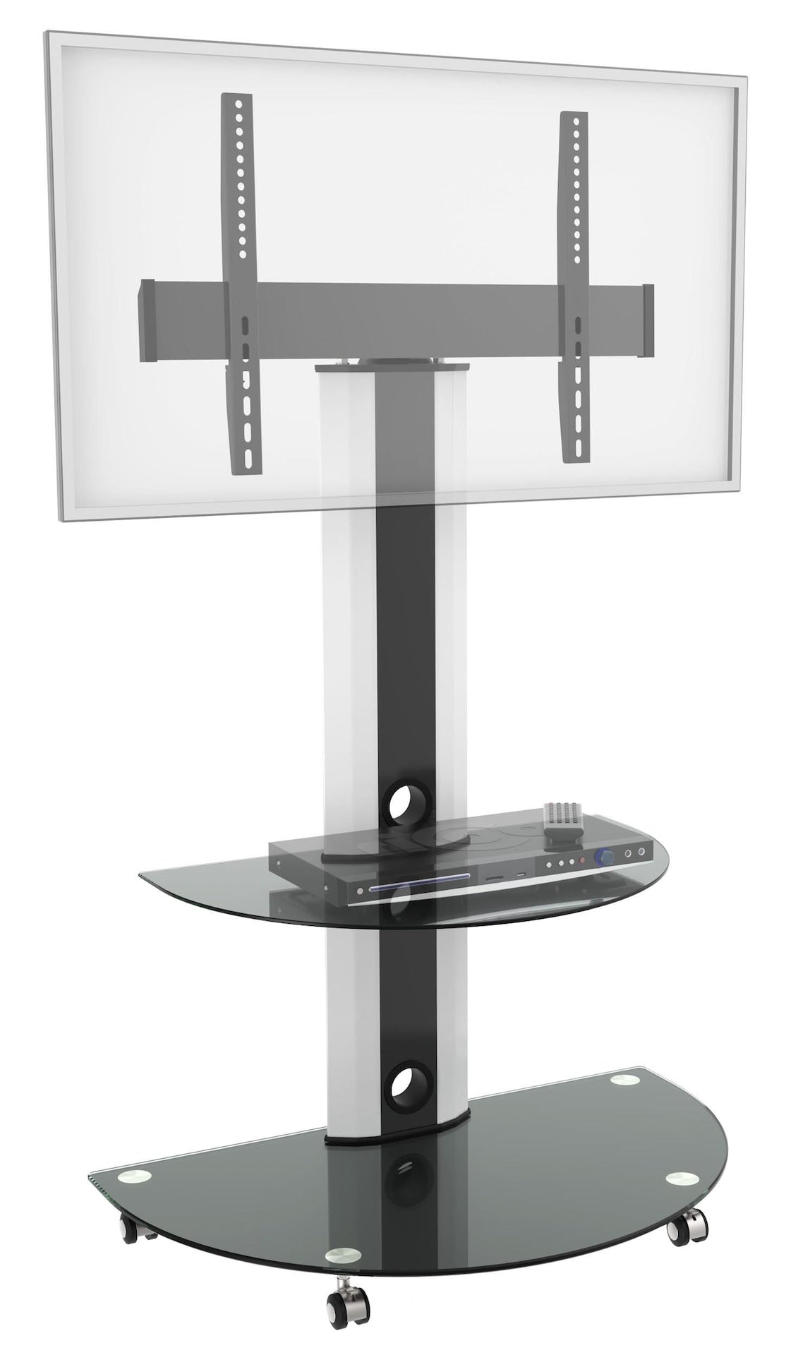 TygerClaw LCD84113BLK Superior TV Cart with Glossy Glass Base and Shelf, 32-in to 55-in