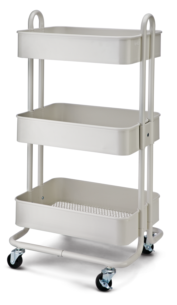type A Momentum Steel 3-Tier Utility Cart with 4 Wheels, White A7
