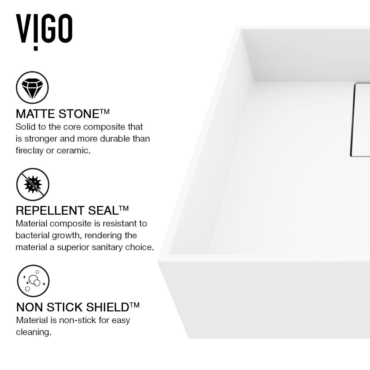 VIGO Bryant MatteStone 15x15-in Deep White Bathroom Sink/Basin with Square Vessel
