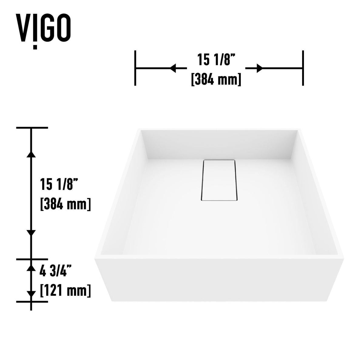 VIGO Bryant MatteStone 15x15-in Deep White Bathroom Sink/Basin with Square Vessel