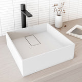 VIGO Bryant MatteStone 15x15-in Deep White Bathroom Sink/Basin with Square Vessel