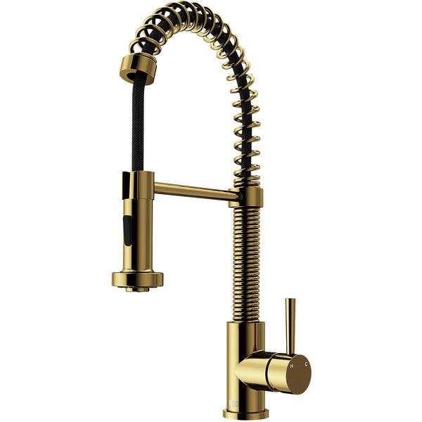 VIGO Edison Single Handle Pull Down Sprayer Kitchen Faucet, Matte Gold I4