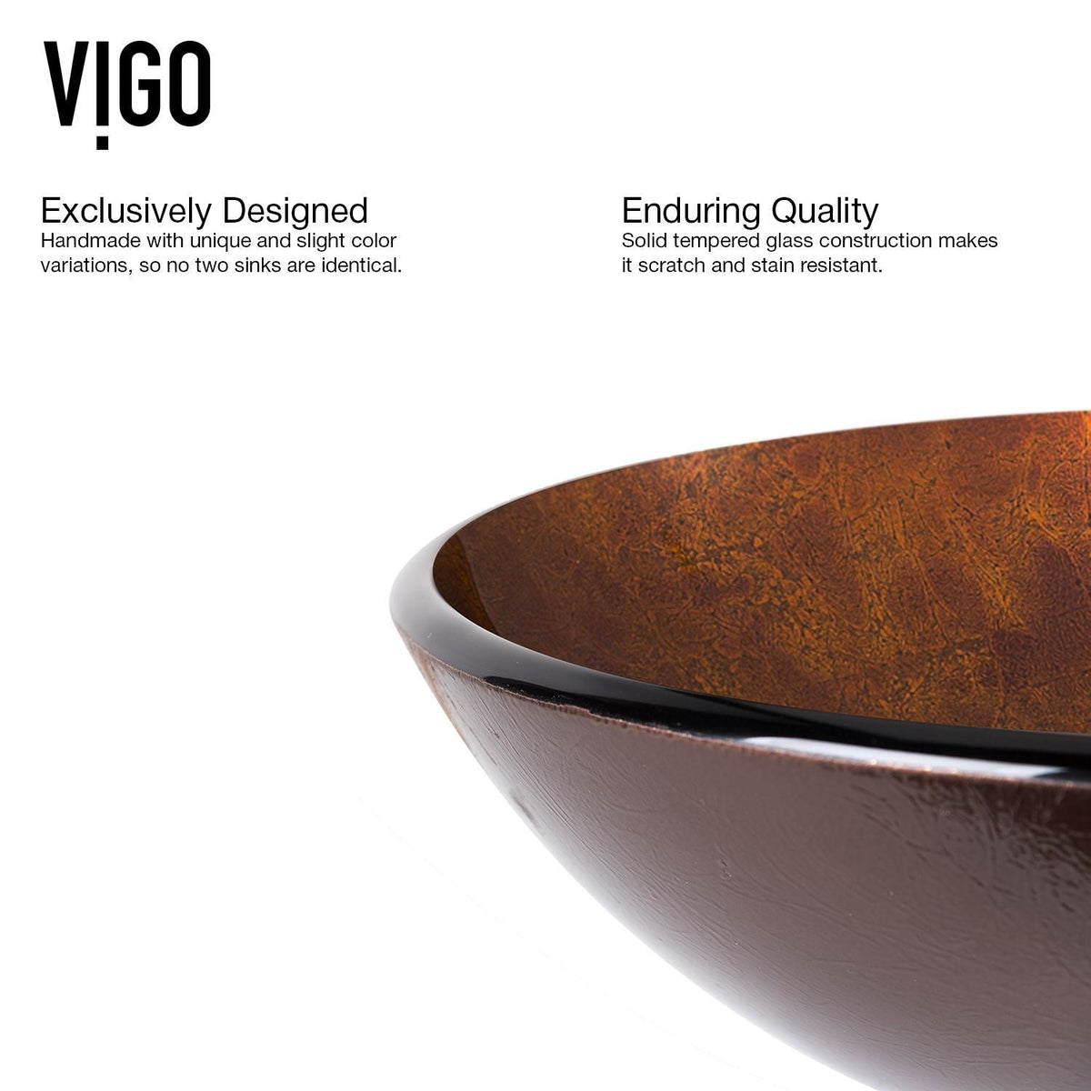 VIGO Glass Russet Brown Bathroom Sink/Basin Set with Linus Faucet and Round Vessel