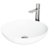 VIGO Lotus MatteStone White Bathroom Sink/Basin Set with Gotham Faucet and Round Composite Vessel