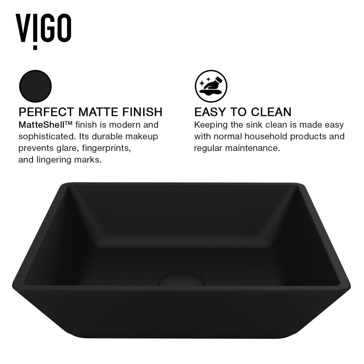 VIGO Roma MatteShell Matte Black Bathroom Sink/Basin Set with Lexington Faucet and Glass Square Vessel