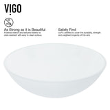 VIGO White Frost White Bathroom Sink/Basin Set with Linus Faucet and Round Glass Vessel