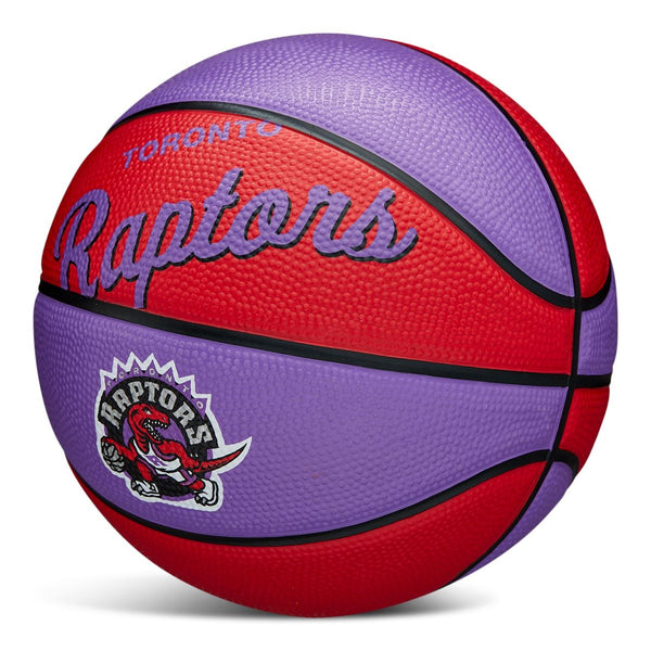 Wilson NBA Toronto Raptors Kids' Mini Outdoor Basketball, Size 3 (22.5-in), Purple/Red U7