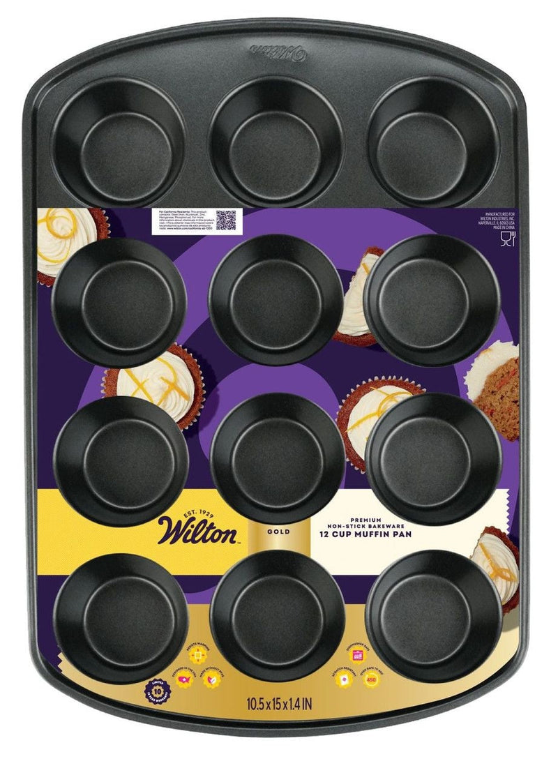 Wilton Gold Premium Non-Stick Bakeware Muffin Pan, 12-Cup K3