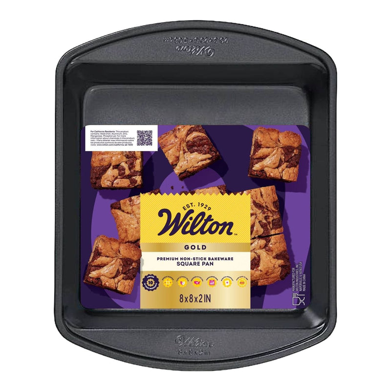 Wilton Gold Premium Non-Stick Bakeware Square Cake Pan, 8x8x2-in O0
