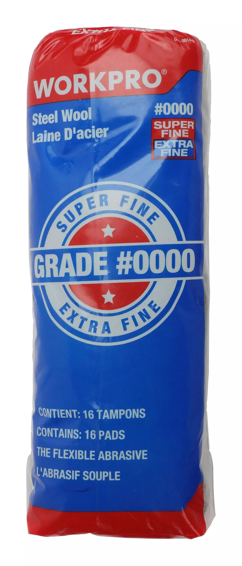 Workpro Steel Wool Pads For Multi-Surface Smoothing & Cleaning, Super Fine Grade, 16-pk U3