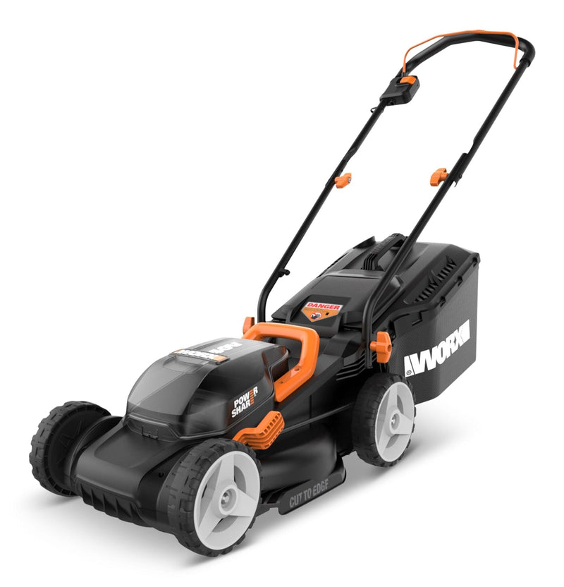 Worx WG934 Power Share 2x20V 2-in-1 Combo Kit, WG779 40V Cordless Mower, 14-in + WG163.9 20V Cordless Grass Trimmer/Edger, 12-in C7