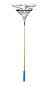 Yardworks 22-in Wide Metal 22-Tine Leaf Rake, 48-in Hardwood Shaft